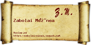 Zabolai Mínea névjegykártya